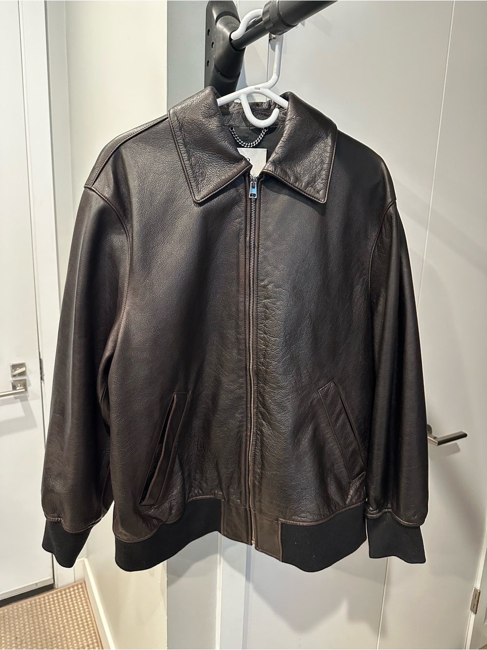 Banana Republic Oversized Distressed Leather Bomber Jacket